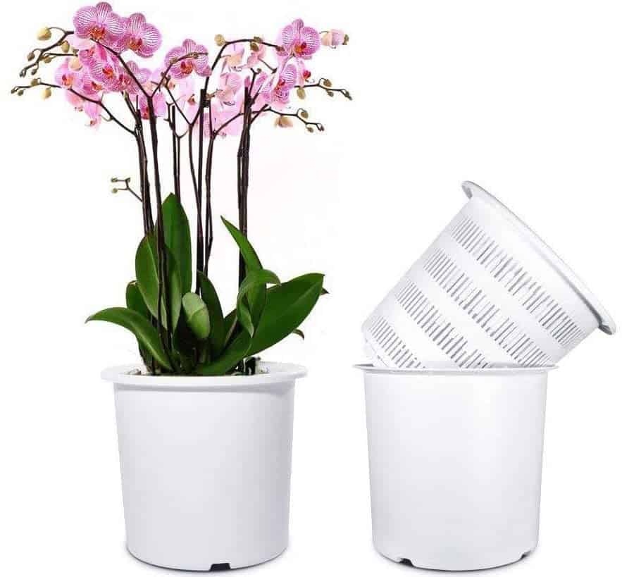 Mkono 7 Inch Plastic Orchid Pots Set with Holes and Mesh